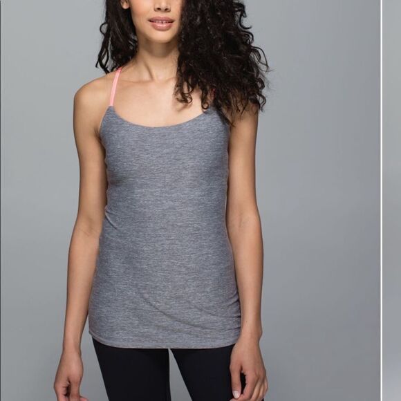 New LULULEMON Dancing Warrior Tank Gray Coral 6 - Picture 2 of 4